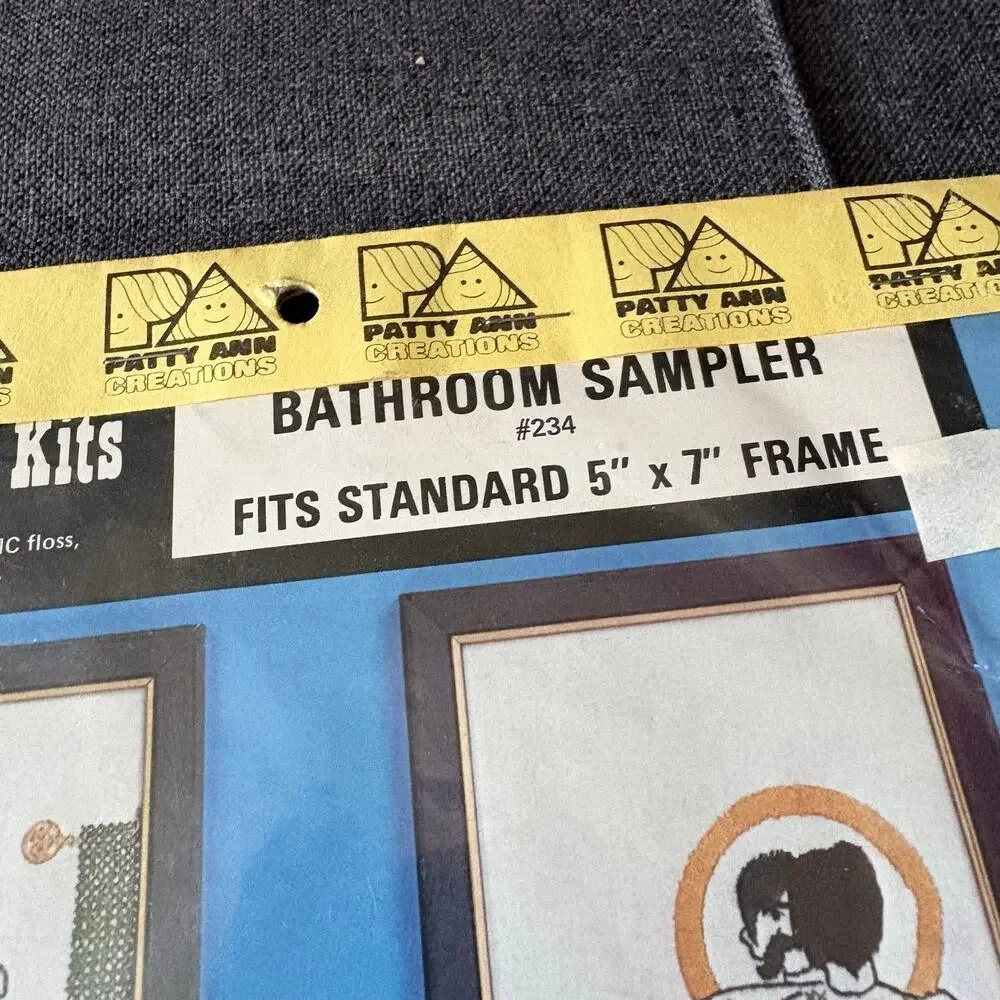 Bathroom Sampler Vintage Stamped Embroidery Kit by Patty Ann Creations - 1980s
